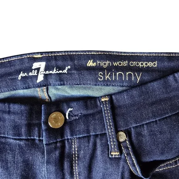 7 For All Mankind The High waist Cropped Skinny Blue Women’s Jeans. Size 30 - Picture 3 of 9